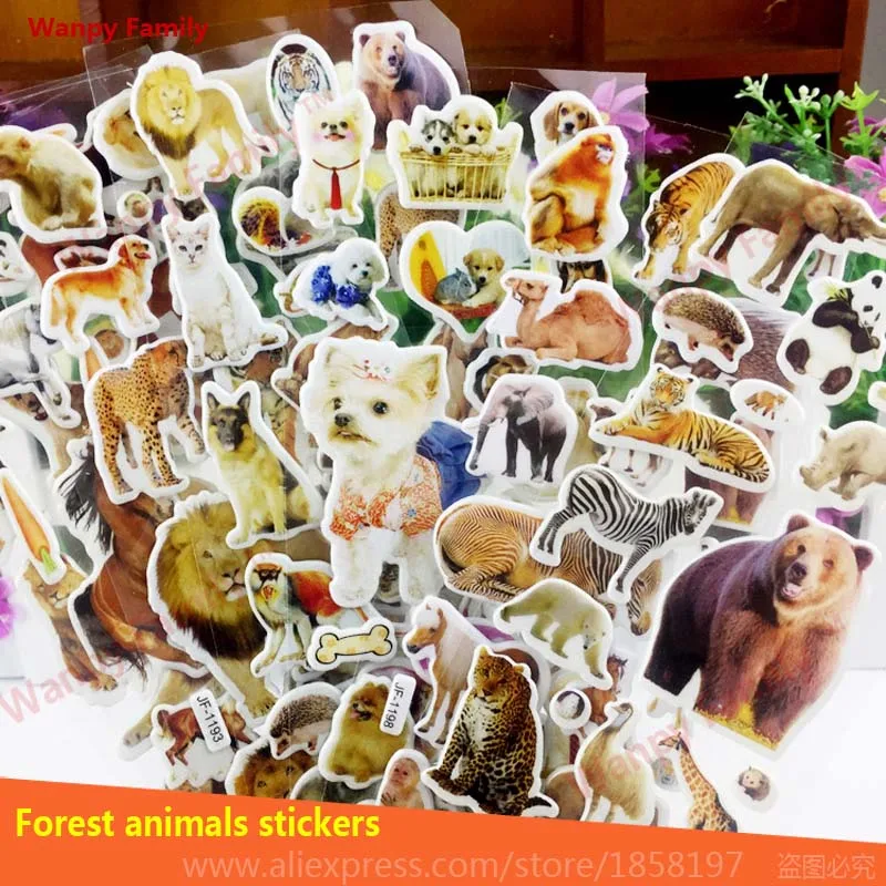 12Pcs/Lot Grassland Horse Wall Sticker Animal DIY Bubble Sticker For Kids Enlightenment Educational Decoration Toy Sticker