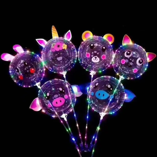 

10pcs/lot Handle Led Balloon Transparent Wedding Bobo Balloons Birthday Party Decorations Kids Christmas Toys Light Ballon LED