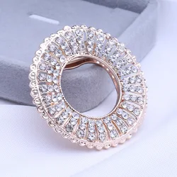 Fashion Metal Rhinestone Big Circle Brooch Women's Popular Exaggerated Badge Sweater Corsage Party Accessories