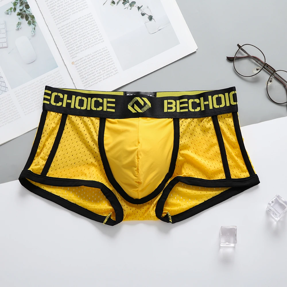 Men Underpants Brand Pants Mesh Men\'s Trend Letter Briefs Breathable Sweat-Absorbent Young Student Boxer Underwear Dropshipping