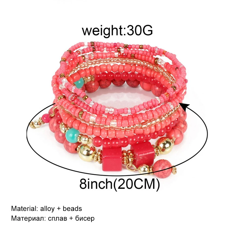 Ethnic Charm Bracelets For Women Accessories Boho Jewelry Multilayer Cuff Beaded Bracelet Set Pulseras Mujer Bijoux Femme Gifts