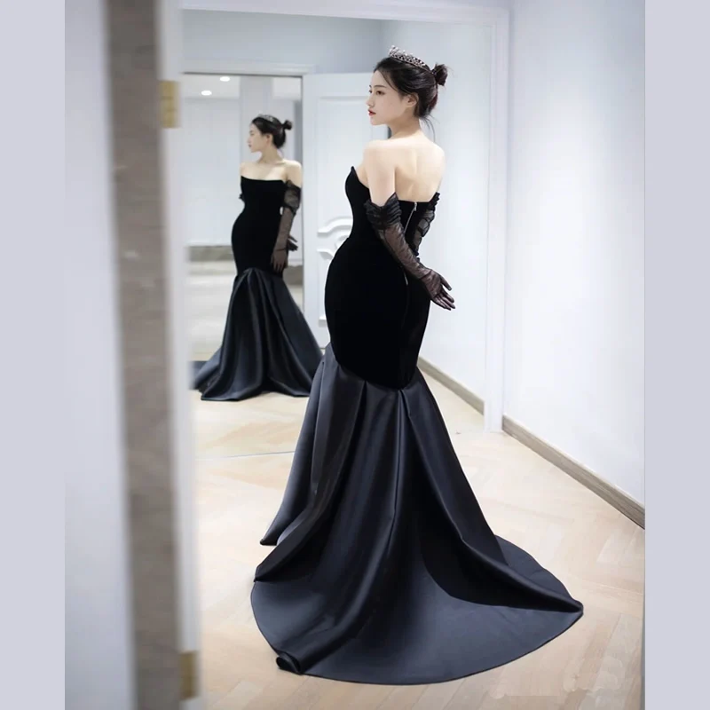 

Admire Visual индивидуальное вечернее платье для женщин без бретелек с вырезом лодочкой Русалка со съемными рукавами платья для особых случаев