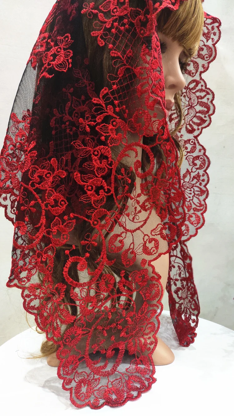 2020 New Design Embroidery Spanish Lace Mantilla Catholic Veil Factory