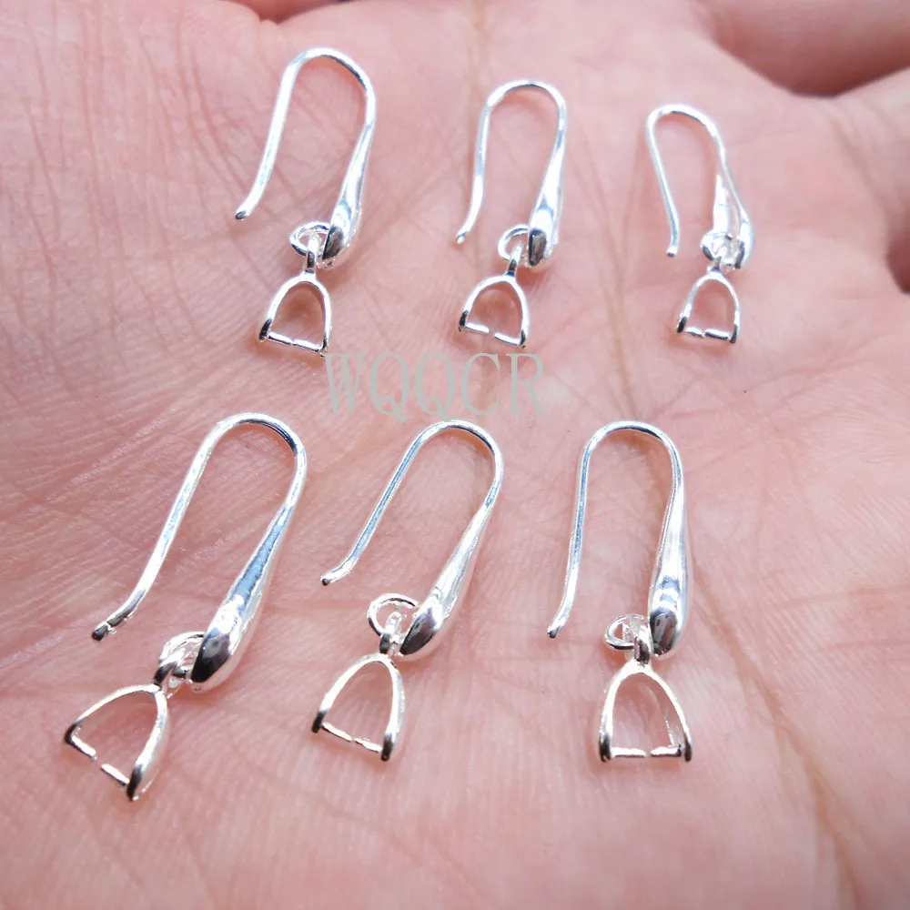 100PCS Genuine 925 Sterling Silver Smooth surface  Women's Ear Hook Earrings Blank Base DIY Jewelry Making Result Accessory