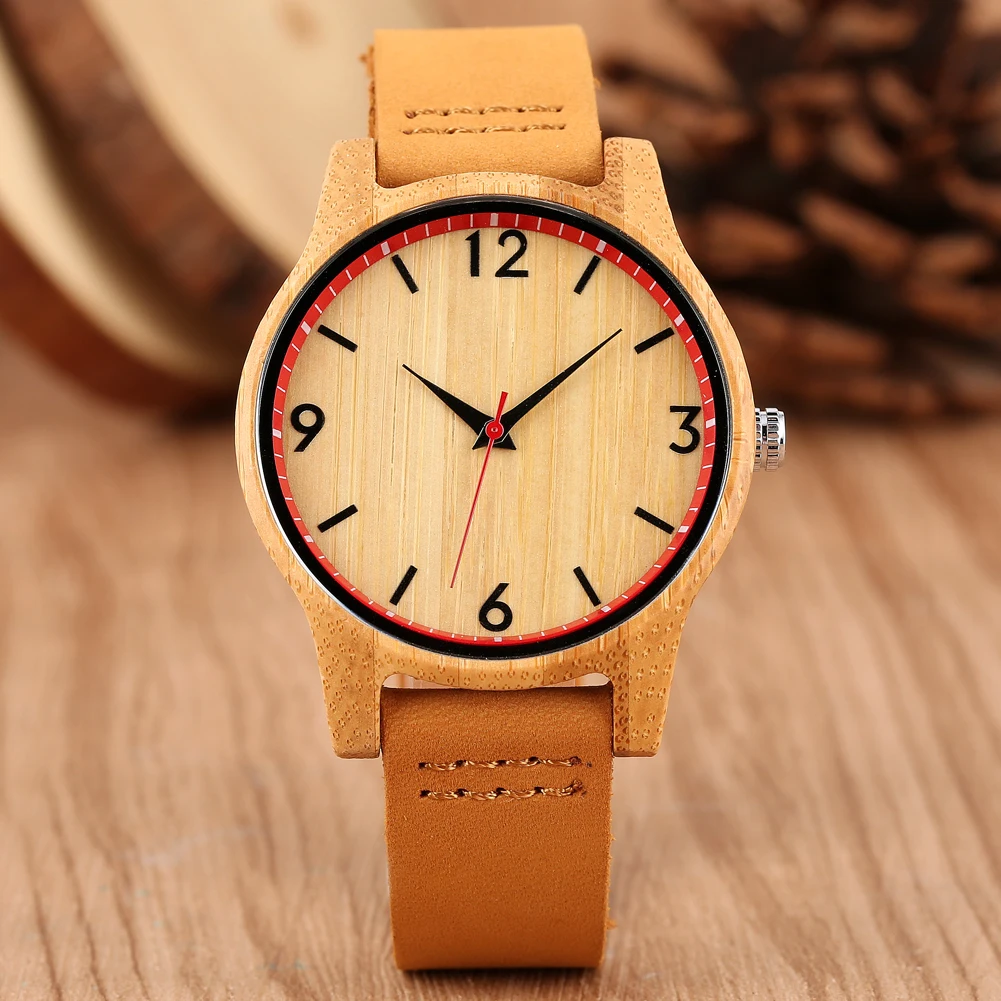 

Elegant Wooden Watch for Women Quartz Timepiece Luxury Ladies Dress Watch Casual Brown Leather Band Analog Simple Female Watches