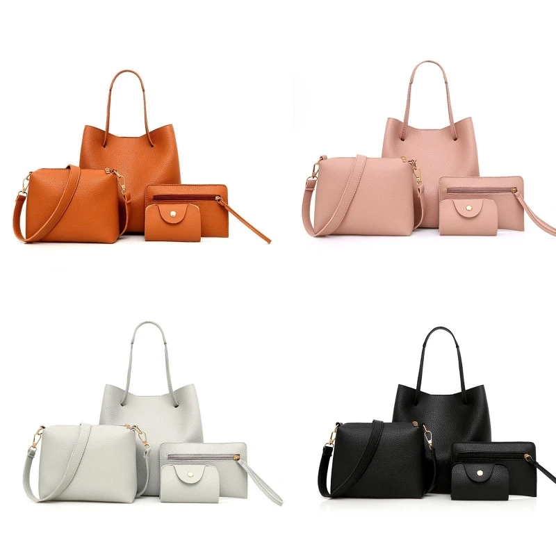 4Pcs/set Leather Women Handbag Shoulder Bag Tote Card Holder Purse Satchel LX9F