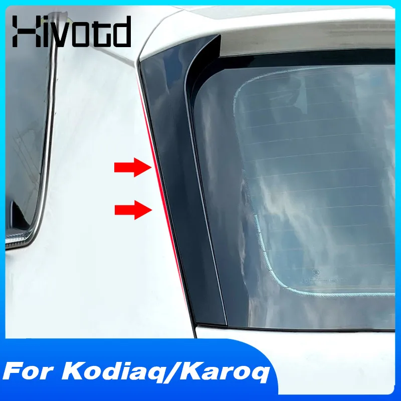 Dla Skoda Kodiaq / Karoq Tylna szyba samochodu Spoiler boczny Skrzydło Czarny błyszczący Dekoracja Listwa wykończeniowa Części Akcesoria do stylizacji zewnętrznej