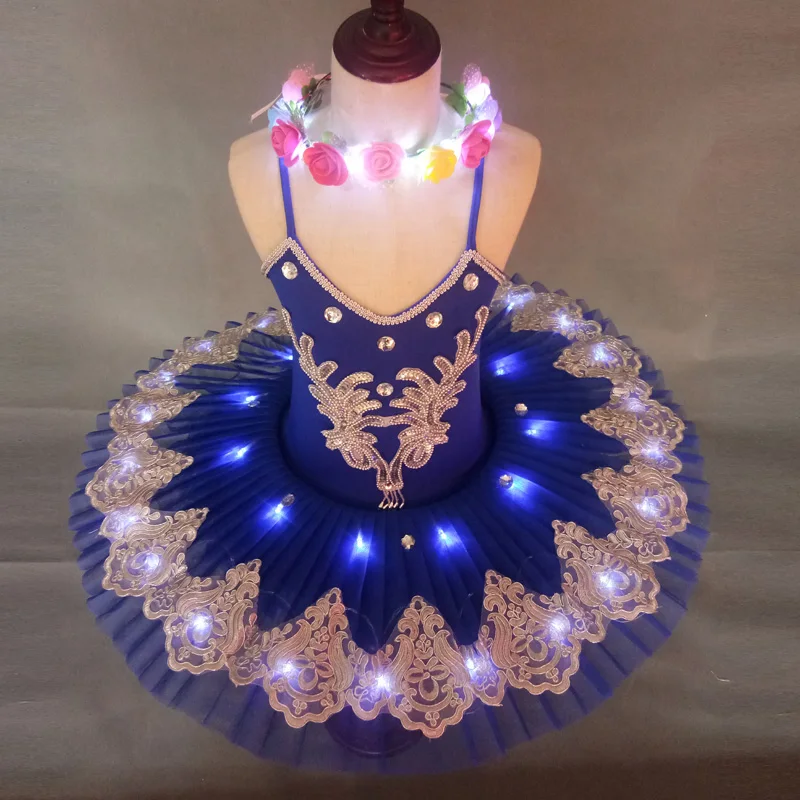 Ruoru-vestido de bailarina con luz Led Profesional para niñas, tutú de Ballet de Lago de los Cisnes, Ropa de baile, disfraces de fiesta de escenario