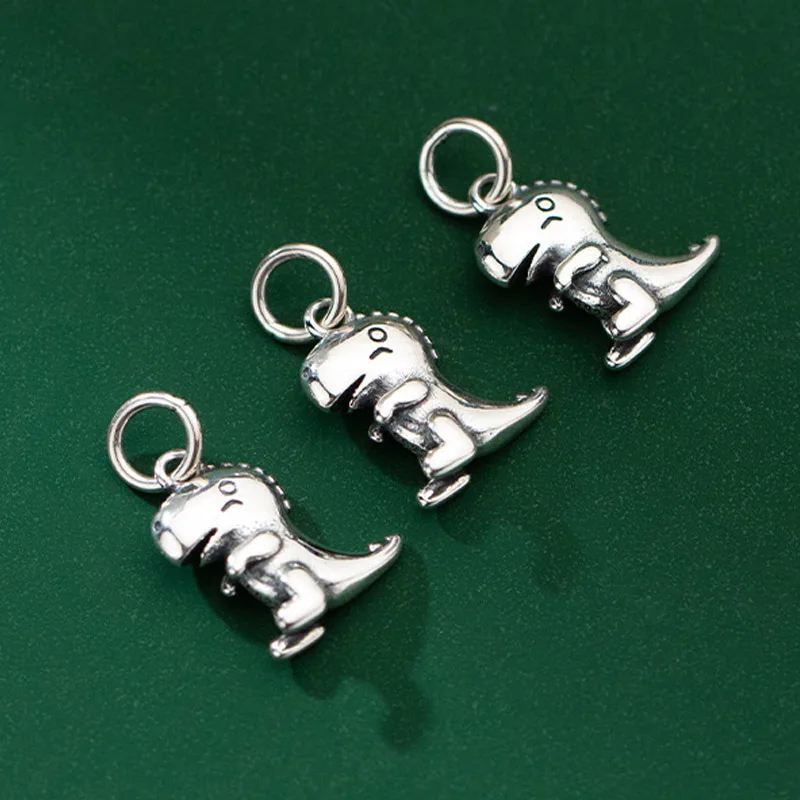 

1pcs 925 Sterling Silver Exquisite Dinosaur Necklace Charm Cute Design S925 Silver Dangler Pendants DIY Jewelry Accessories