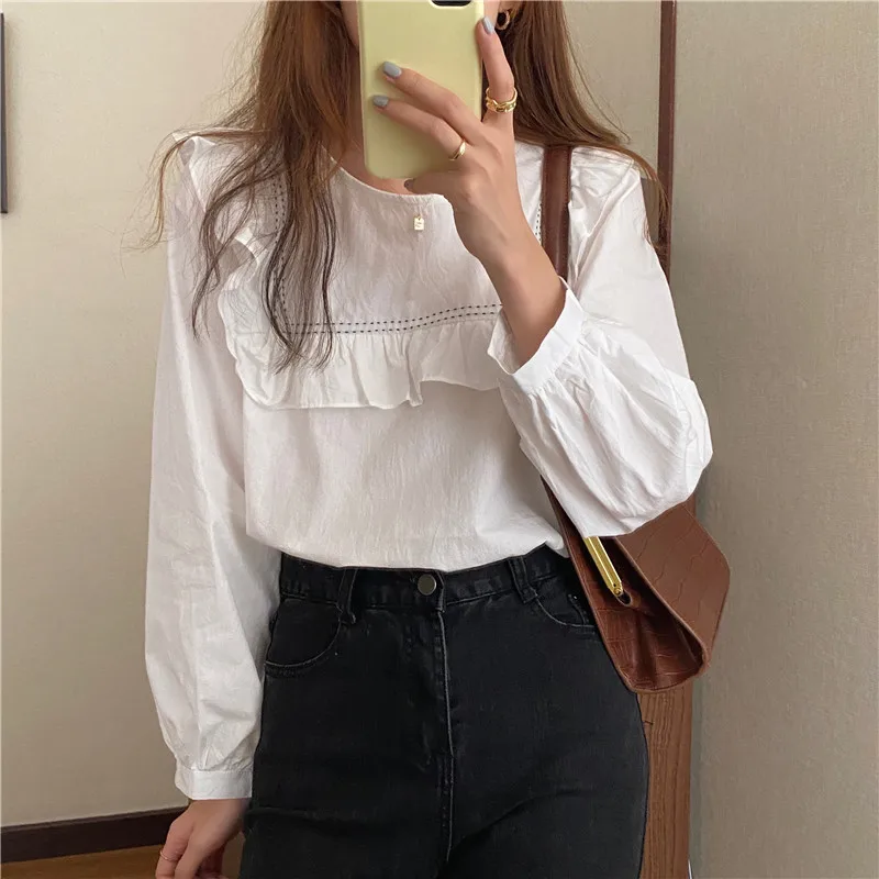 

S-XL New oversize Women Blouses spring Tops femme Casual Women shirt long sleeve Cotton Girls Blouse New Blusas autumn