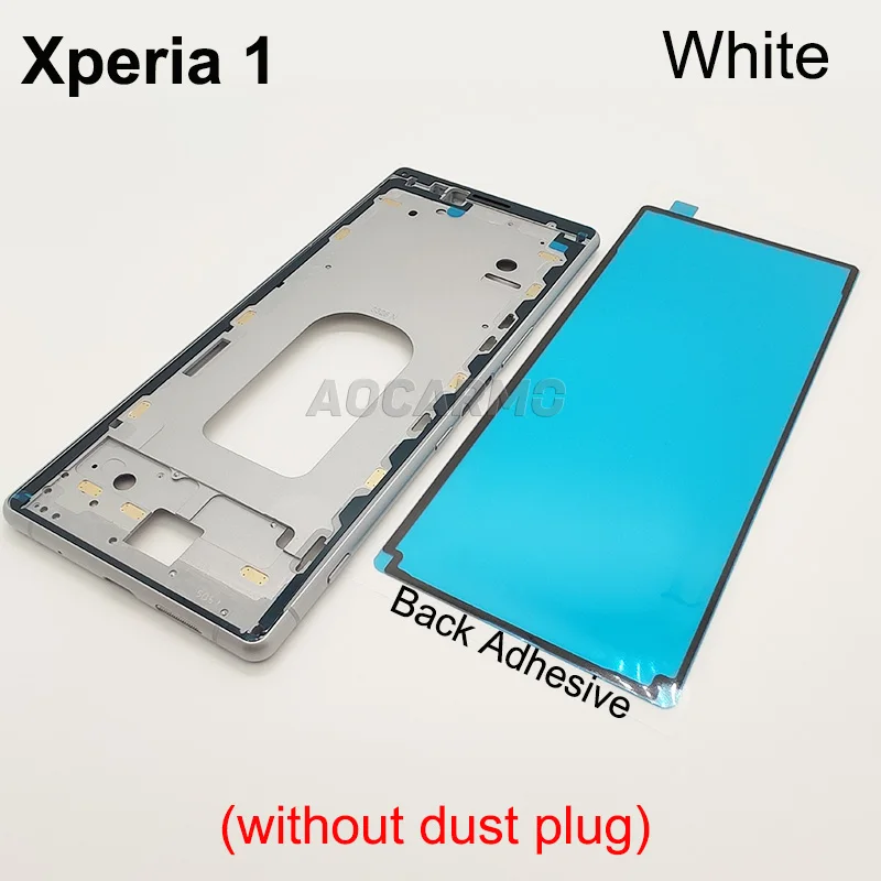 Aocarmo untuk Sony Xperia 1 / J9110 / XZ4 Tengah Bingkai Chassis Logam Bezel Plate Bracket Panel dengan Perekat Stiker