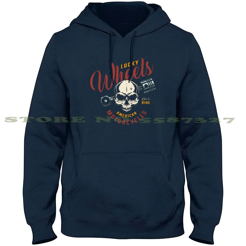 Skull Piston Motorcycles Lucky Wheels American Live To Ride Streetwear Sport Hoodie Sweatshirt Motorcycle American Y Outcast