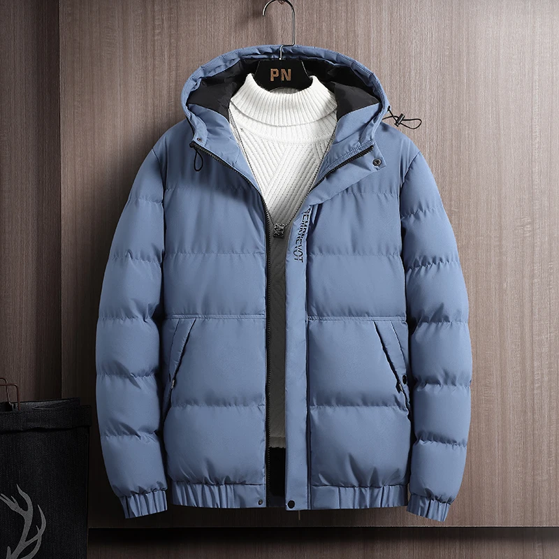 Winter Jackets Men Parkas Thicken Fleece Warm Coats 2021 Casual Male Hood Collar Jackets Men Down Solid Color Outwear Chaquetas