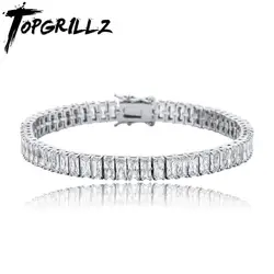 TOPGRILLZ 2020 New Baguette 8mm Tennis Chain Bracelet Iced Out Cubic Zirconia Hip Hop High Quality Fashion Charm Jewelry Gift