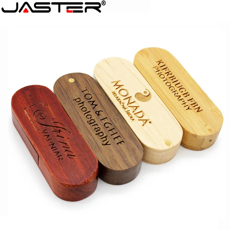 JASTER wooden portable Wood USB Flash Drive pen drive 4GB 16G 32GB 64GB Memory stick U stick wedding gifts free custom logo