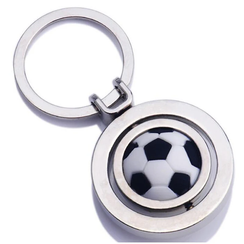 Hot Sell Metal Leather Keychain Wallet Car Decoration Leather Metal Key Chain Rotating Football Basketball Golf Gifts Toy