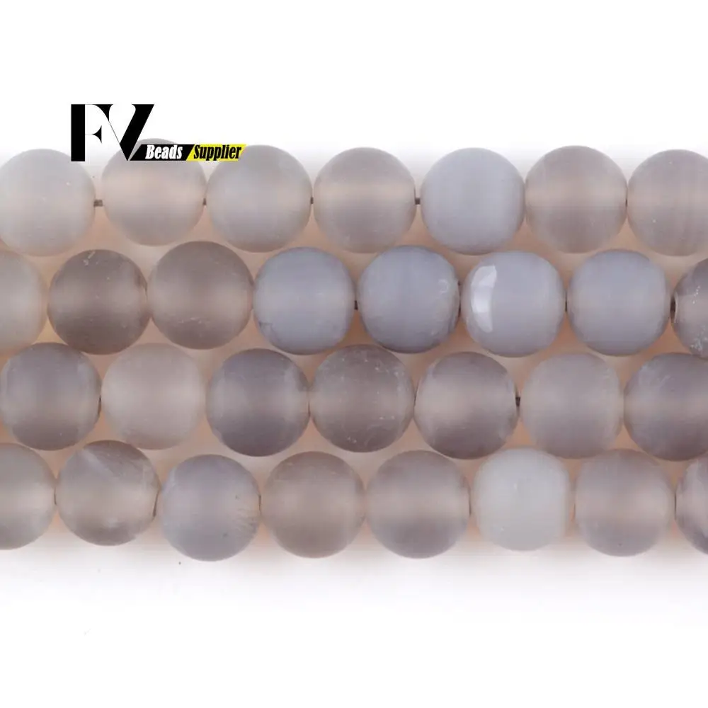 Natural Stone Beads Matte Gray Agates Round Loose Spacer Beads For Jewelry Making Diy Bracelet Necklace Charm 4/6/8/10/12mm 15”