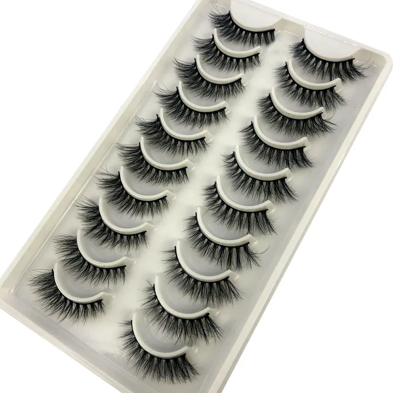 2022 New 10 Pairs 3D Faux Mink Lashes Fluffy Soft Wispy Volume Natural long False Eyelashes Reusable Eyelashs Makeup