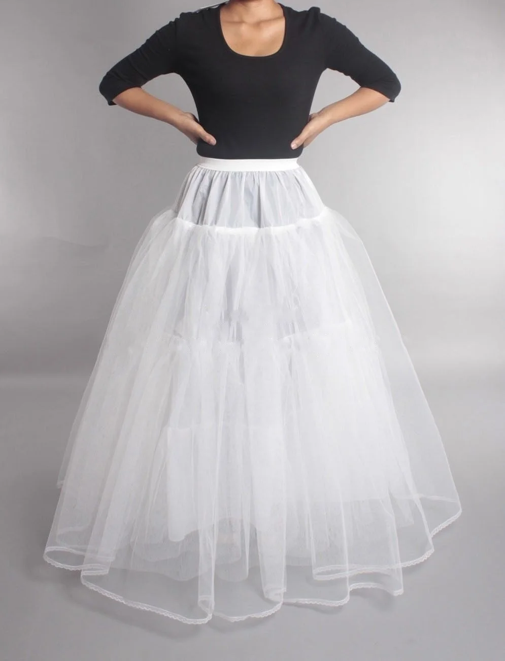 งานแต่งงาน Petticoat Crinoline SLIP กระโปรงชุดเจ้าสาวพรหม Petticoat ยาว Tulle Hoop VINTAGE Slips Tutu ผู้ใหญ่