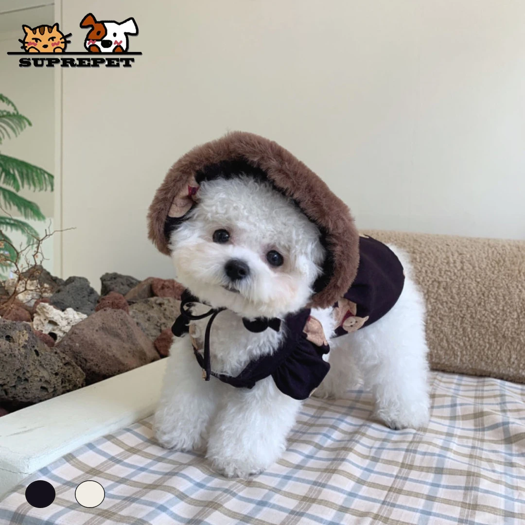 

Cute Bear Sling Dog Dress Send Matching Hats Dog Clothing Cotton Dog Skirt For Puppy Small Dog Chihuahua Yorkshire Costume Perro