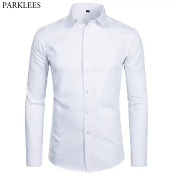 Najwyższej jakości koszule męskie 2023 Fashion New Slim Fit Long Sleeve Shirt Men Black White Formal Button Up Shirt Chemise Homme