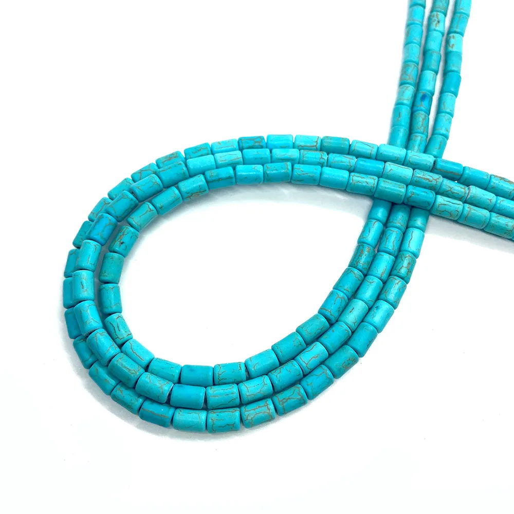 Cylindrical Blue Pine Stone Beads DIY Jewelry Making Fashion Necklaces Bracelet Jewelry Hundred Pieces Wholesale