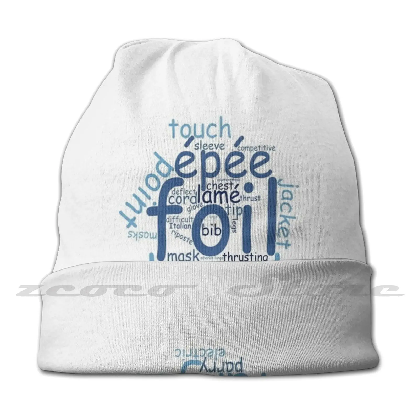 Fencing Word Cloud Diy Pullover Cap Knit Hat Plus Size Keep Warm Elastic Soft Fencing Foil Sabre Epee Parry Lame Fencer Escrime