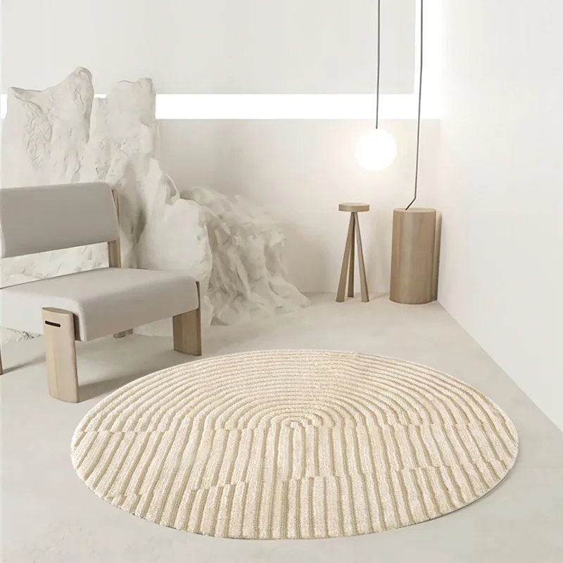 Japanese Striped Round Carpet Living Room Cloakroom Minimalist Rug Nordic Sofa Coffee Table Floor Mat Computer Chair Area Rugs