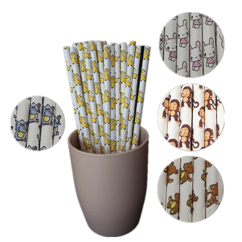 

25 шт./лот, бумажные соломинки в виде обезьянки, для дня рождения, свадьбы, декоративные товары для вечеринок, креативные питьевые соломинки E268