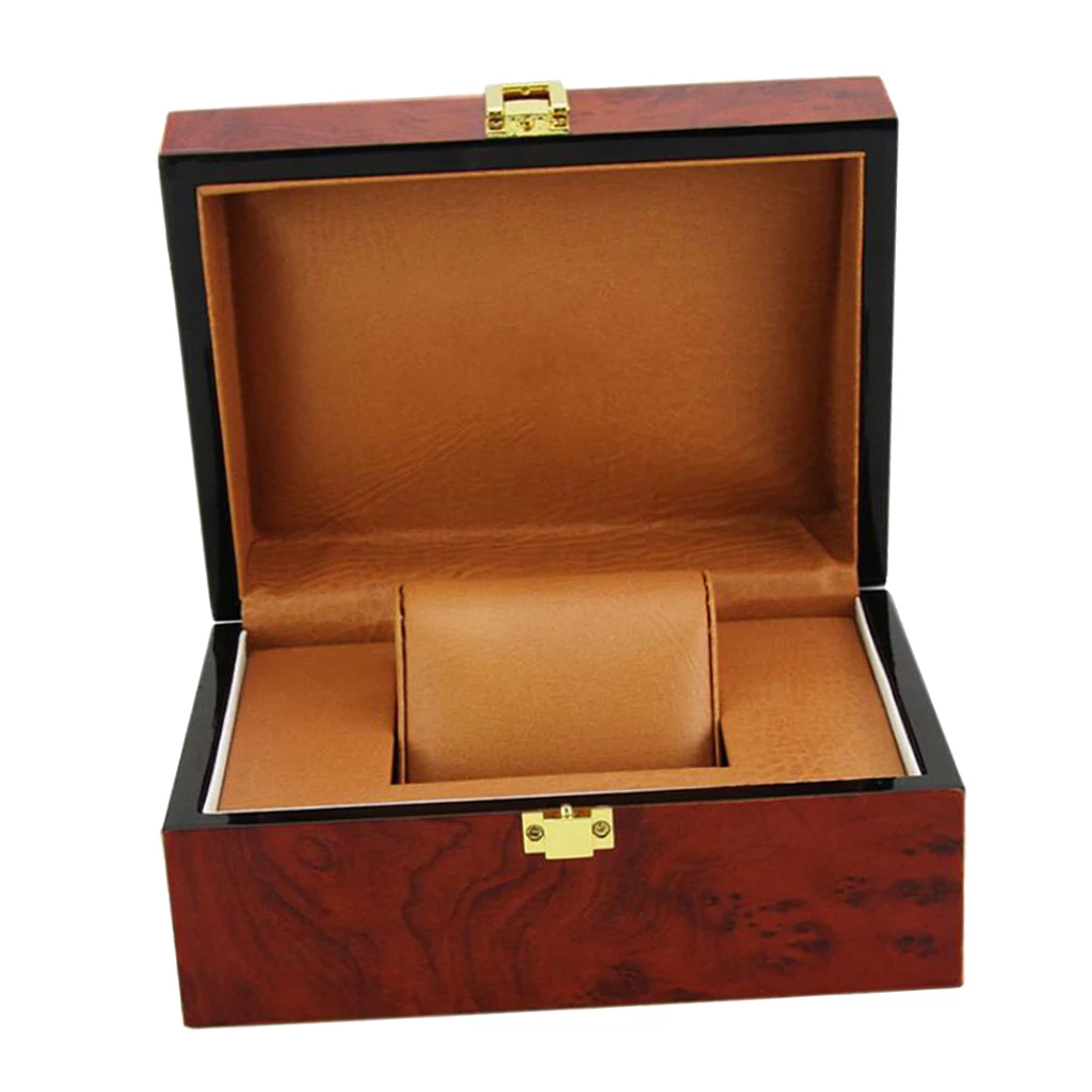 Vintage Luxury Watch Box Wine Red Natural Wooden Jewelry Wristwatch Display Box Travel Jewelry Organizer Showcase Birthday Gift