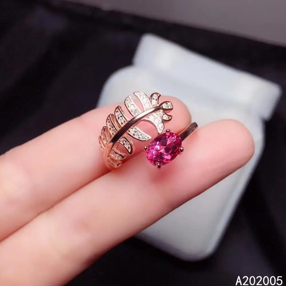 

KJJEAXCMY fine jewelry 925 sterling silver inlaid natural gemstone pink topaz new Miss woman girl Female ring Gift Birthday Part