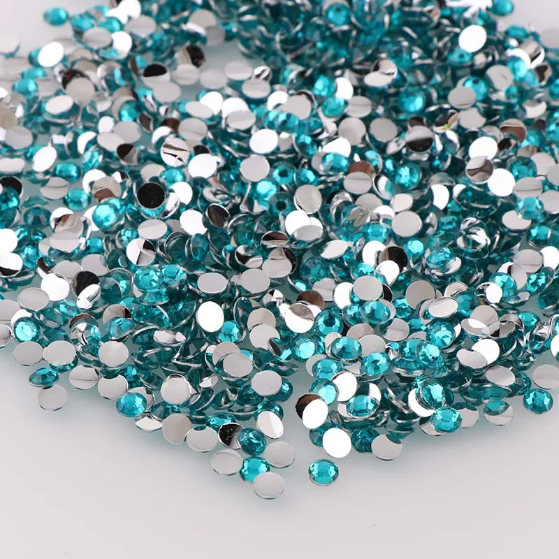 1000 sztuk Non Hot Fix dżetów 2mm okrągły żywica Flatback kryształ Rhinestone DIY paznokci biżuteria artystyczna ozdoby odzieży klej na