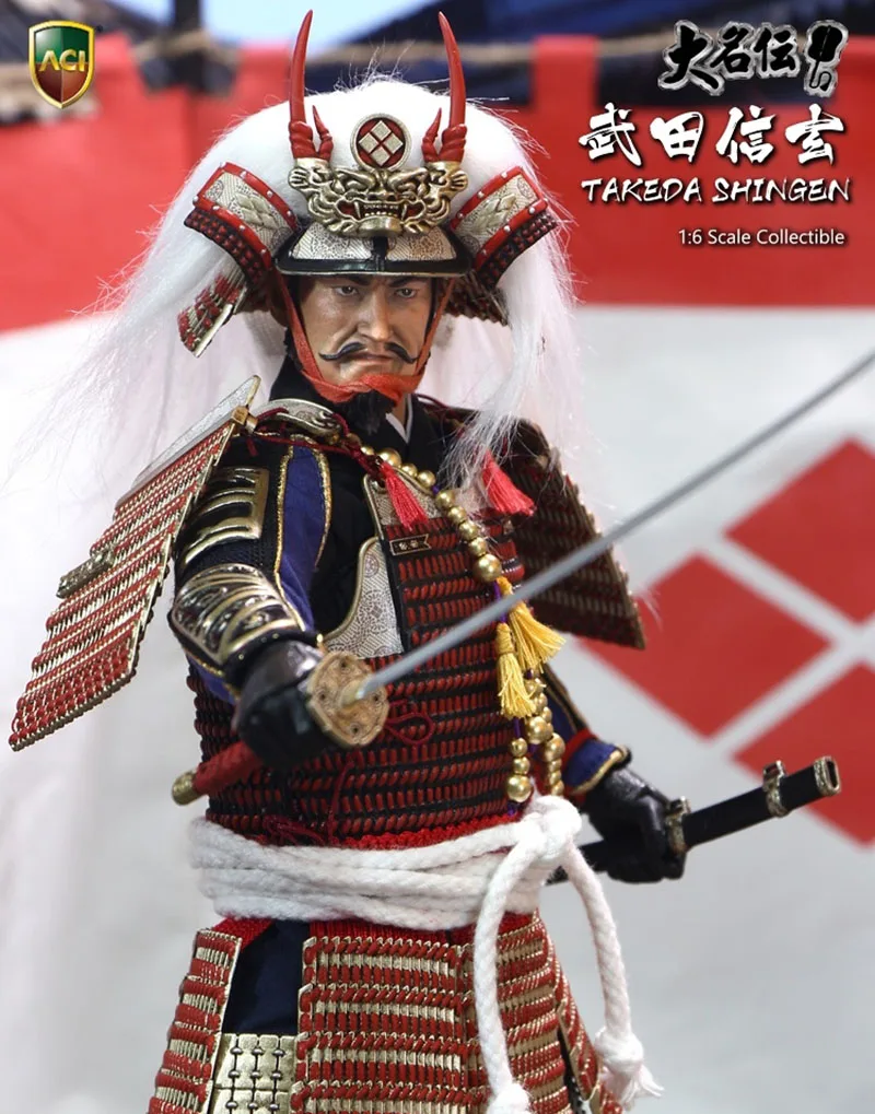 ACI TOYS ACI-32SP 1/6 Skala Japoński Samuraj Suwahara Kuoki Daisen Biografia Takeda Shingen Czerwona Zbroja Figurka Model Zabawki