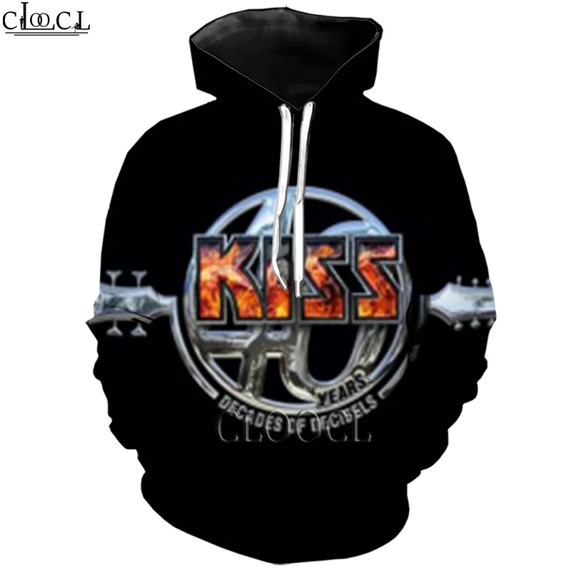 HX Newest Heavy Metal KISS Rock Band Autumn New Fashion 3D Print Hip Hop Street Hoodie Unisex Hot Sale Couple Tops