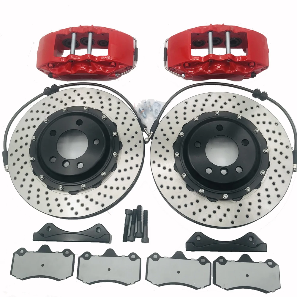 

high performance 9040 six piston red calipers with 330*32mm drilled and slotted brake discs for POLO