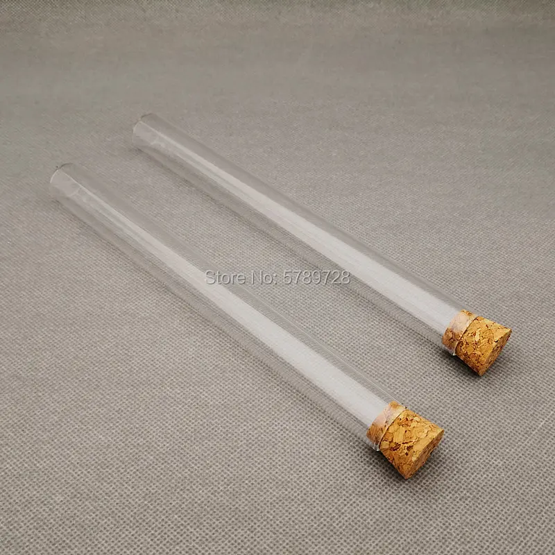 30pcs 20x200mm Glass flat bottom test tube with cork stopper,thickwalls flat - mouth lab test tubes Used in chemistry lab