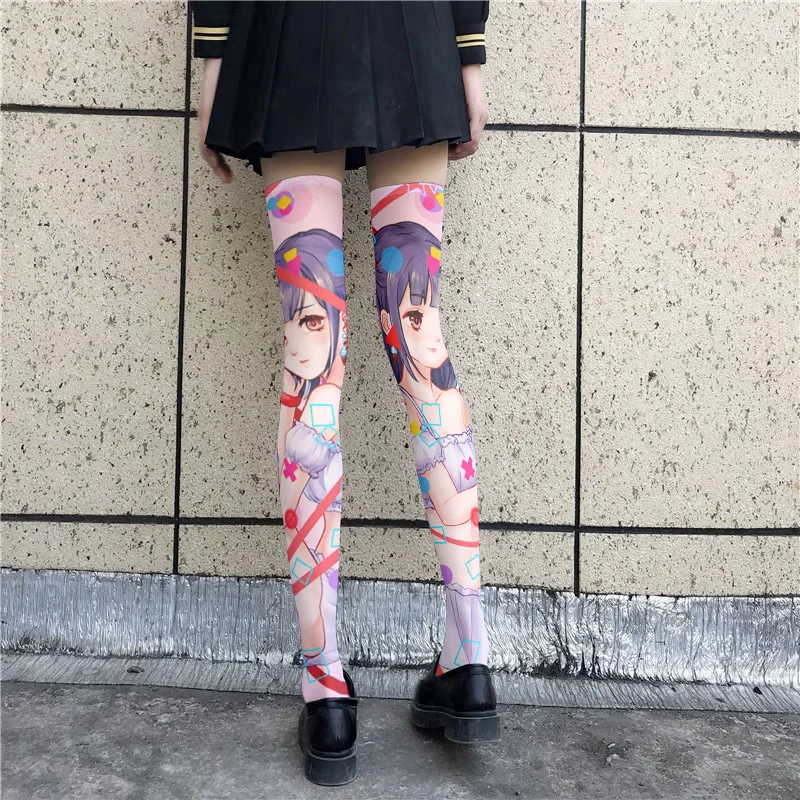 Japanese Cartoon Anime Girl Stockings High Tube Over The Knee Thigh Sexy Cosplay Ladies Stockings Cute Kawaii Nylon Stockings