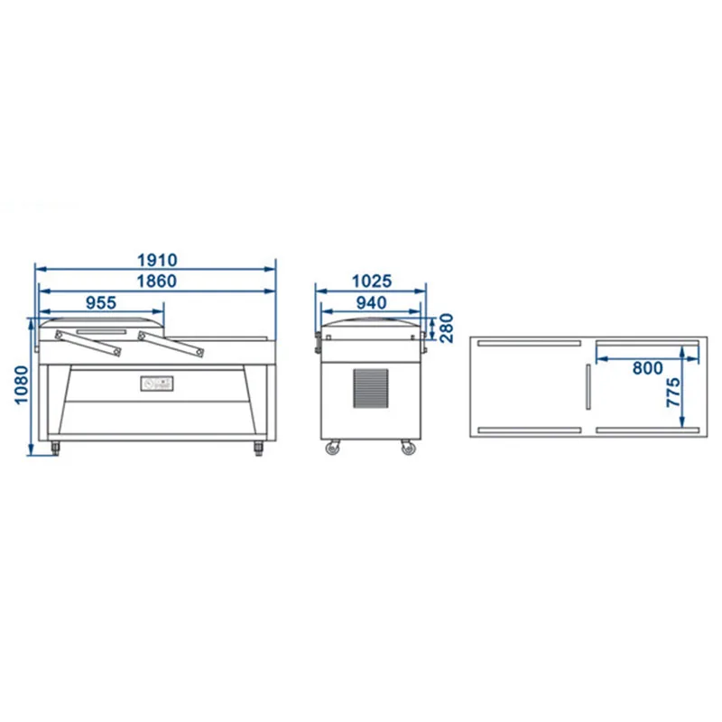 DZ-800-2S double chamber vacuum packaging machine Commercial sealing machine Multifunctional high efficiency vacuum sealer 380v