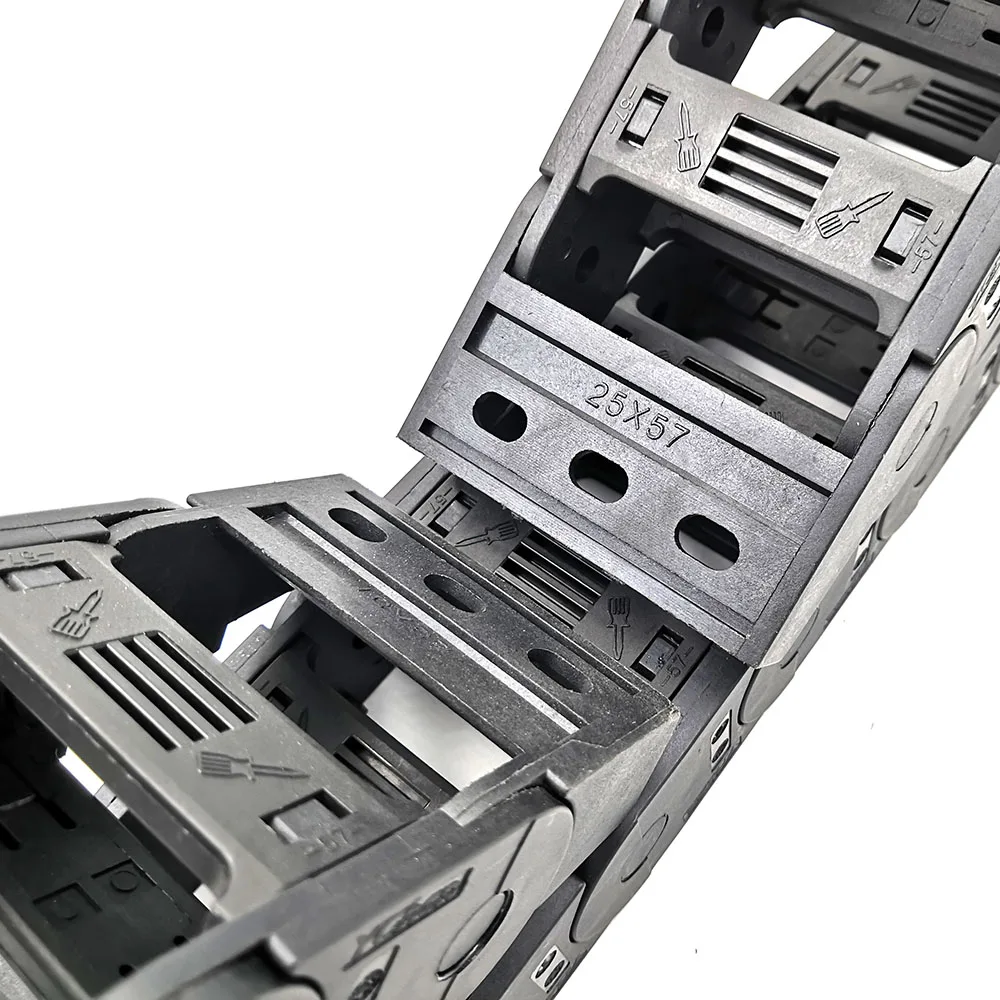 YCHEN 1 Meter 25 Series Drag Chain Wire Carrier Cable Towline Bridge Type 25X25 25X38 25X50 25X57 25X77 Transmission Parts