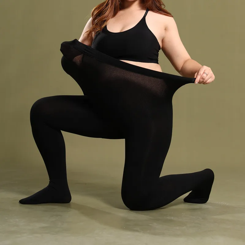 DOIAESKV 130 KG Damen-Fleece-Strumpfhose, Übergröße 120 D, Herbst, warme Winterstrumpfhose, hohe Taille, weiblich, dehnbar, schlank, dick – Detail 15