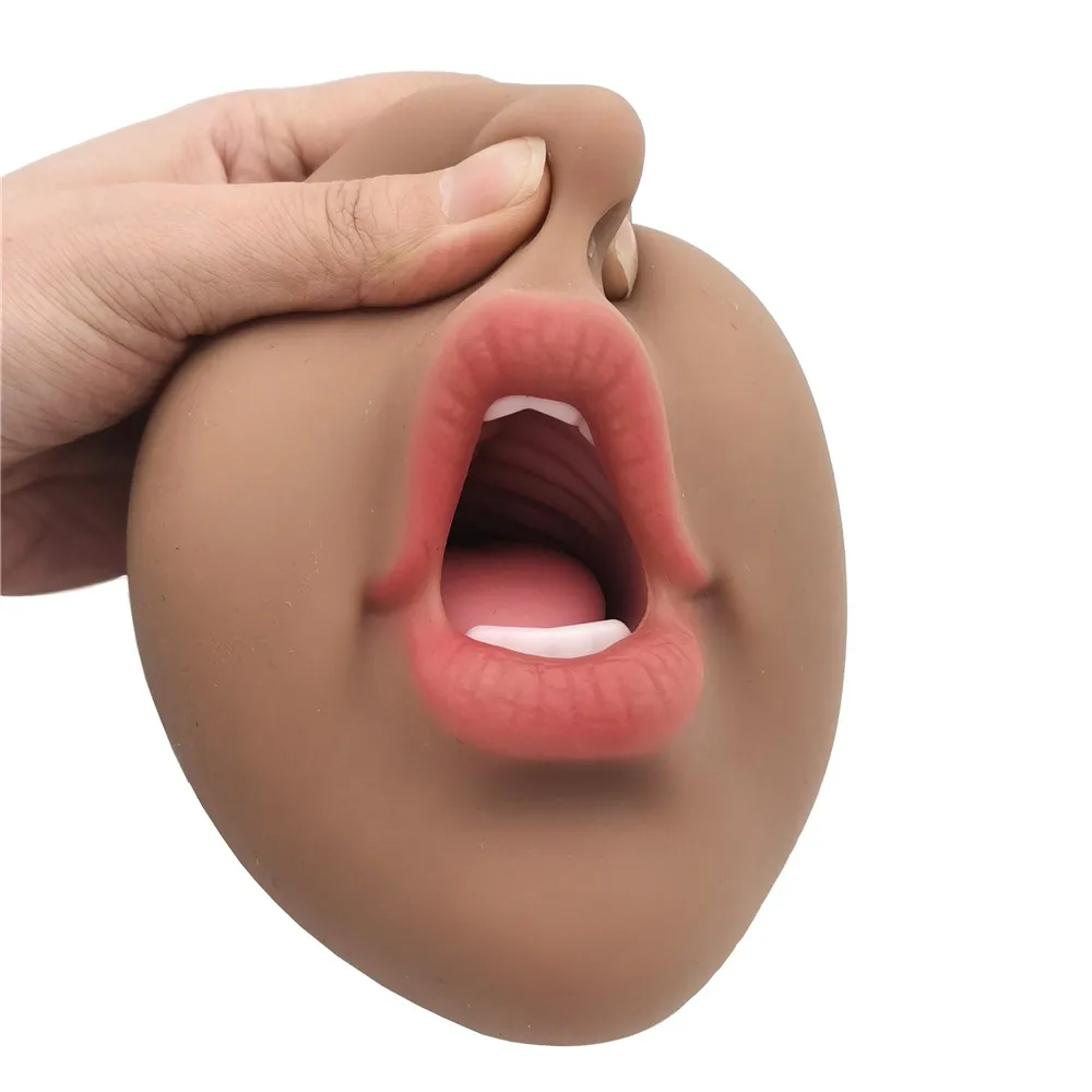 New 3D Mouth Blowjob Male Masturbator Real Deep Throat Oral Cup With Tongue Tooth Artificial Pocket Vagina Adult Sex Toy for Men