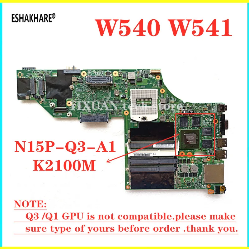 

NVIDIA Q1 Q3 W8P HM87 00HW114 for Lenovo ThinkPad W540 W541 notebook PC motherboard LKM-1 MB k2100m 12291-2 100% test OK