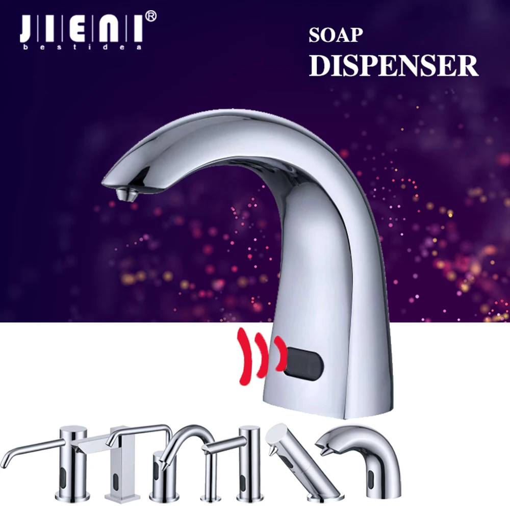 

JIENI Automatic Soap Dispenser Sensor Automatic Touch-Free Liquid Dispenser Electroplate Sanitize Dispenser for Kitchen Bathroom