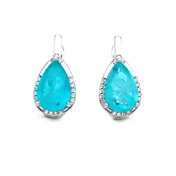 CSJ Elegant Paraiba Tourmaline Earrings Solid 925 Sterling Silver Gemstone Pear8*12mm for Women Fine Jewelry Party Wedding Gift