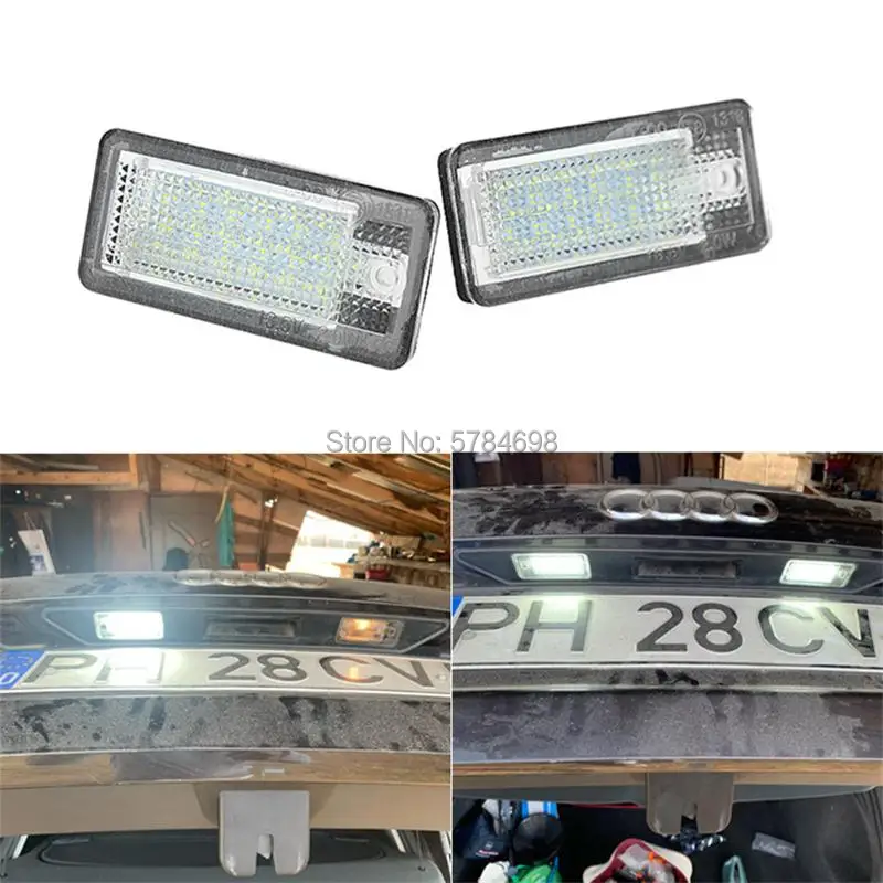 2X LED Number License Plate Light Lamp 8E0807430A 8E0807430B 8E0943021B 8E0943022B for Audi A4 S4 RS4 A3 S3 A6 C6 S6 RS6 A5