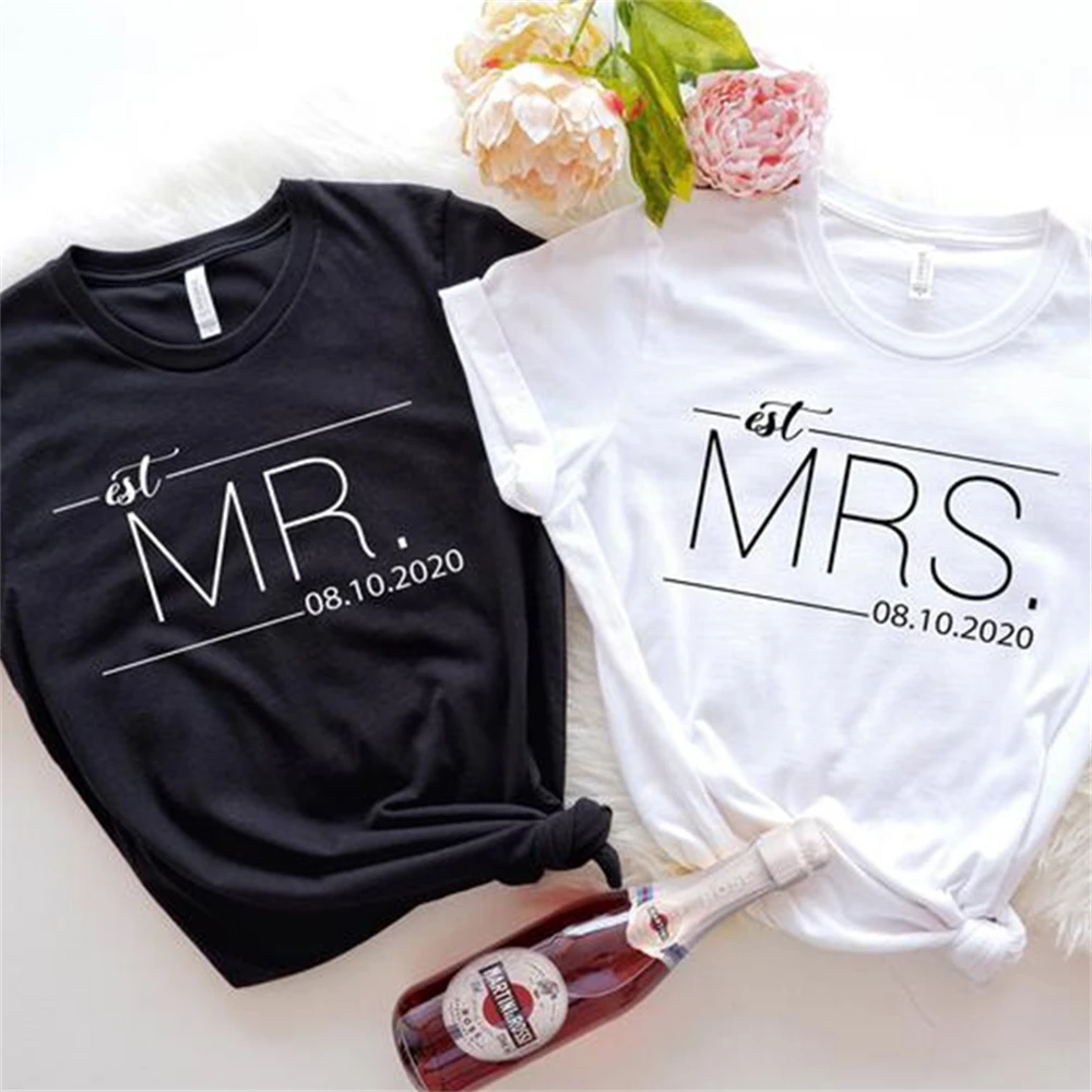 Camisas de MR MRS para mujer, camiseta elegante para amantes de San Valentín, ropa de calle estética, camiseta de moda para niña, Tops H7HE