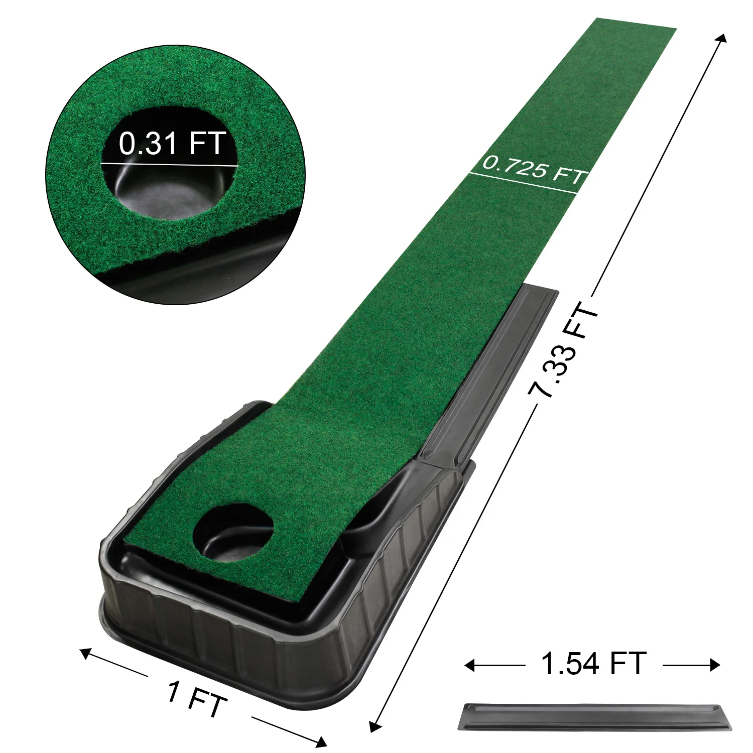 Golf Putting Green 7.33FT * 1FT Golf Putting Trainer เสื่อกอล์ฟขนาดเล็กพร้อมฟังก์ชั่นคืนลูกอัตโนมัติสําหรับ Home/กลางแจ้ง /สํานักงาน