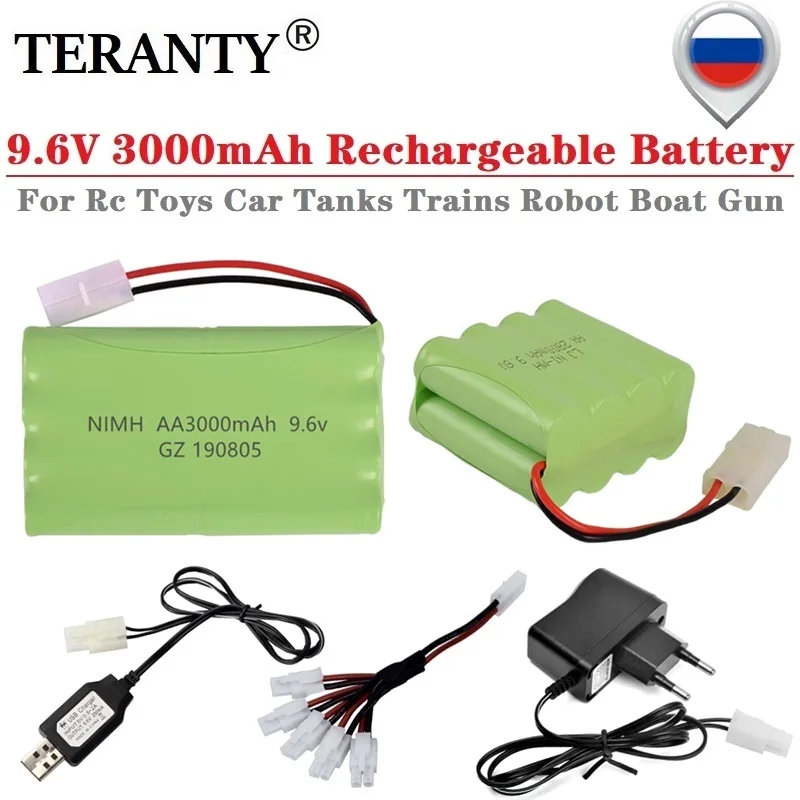 Batteria ricaricabile USB Ni-MH da 9.6v 3000mAh per giocattoli Rc carro armato per auto treno Robot pistola per barche AA 9.6v AA batteria ricaricabile Ni-MH