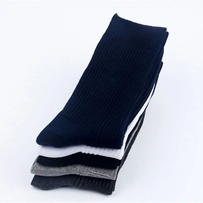 Socks Black White Men\'s Solid Color 100 Cotton Socks Long Mens Casual Dress Men Socks Business Casual Breathable Soks Sox Male