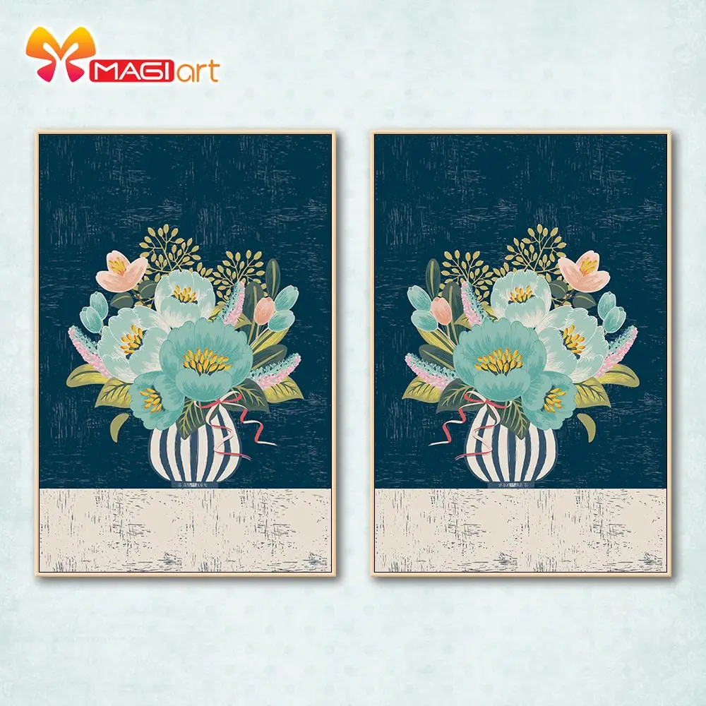 

Cross stitch kits Embroidery needlework sets 11CT water soluble canvas patterns 14CT Floral style Blossoming vase-NCMF251